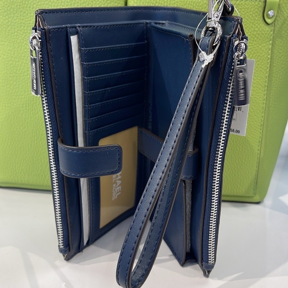 Michael Kors Jet Set Travel Large Double-Zip Wristlet-Wallet-PhoneHolder Admiral - Picture 15 of 16